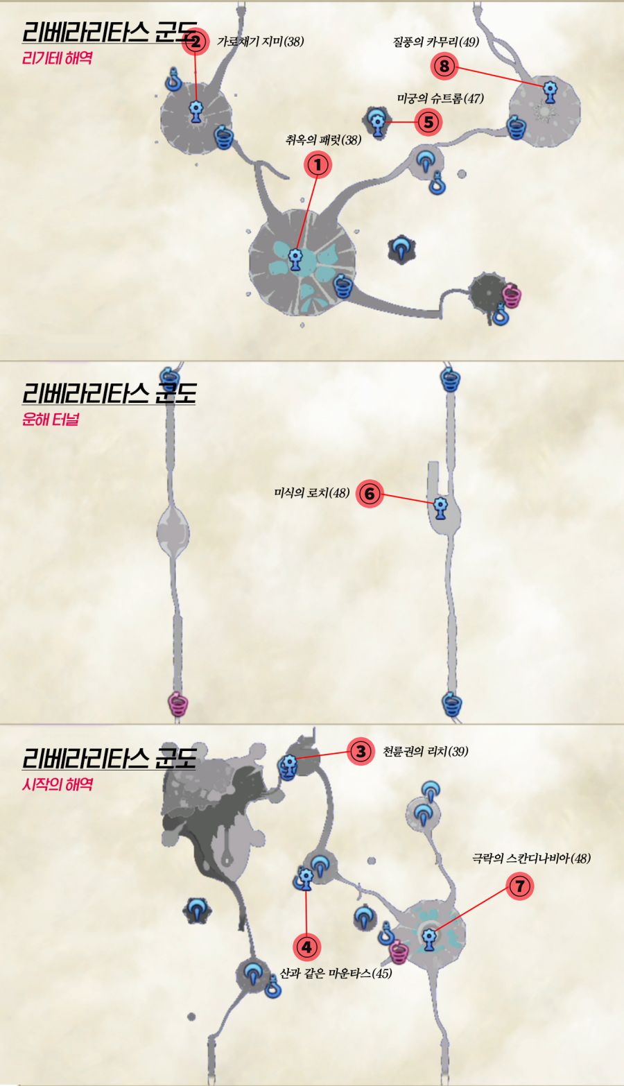 제노블레이드 크로니클스 2 : 유니크 몬스터 위치 (리베라리타스 군도)