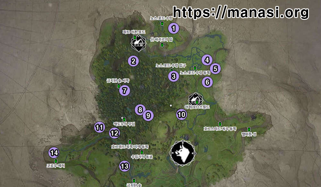 호그와트 레거시 – 캠프 위치 지도 1 ( 호그와트 레거시 지도 )