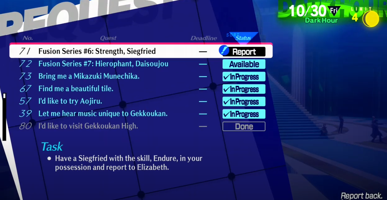 페르소나 3 리로드 – NO.71 페르소나 작성 과제 6: 힘 지크프리트 (페르소나 3 리로드 공략 / 엘리자베스 의뢰)