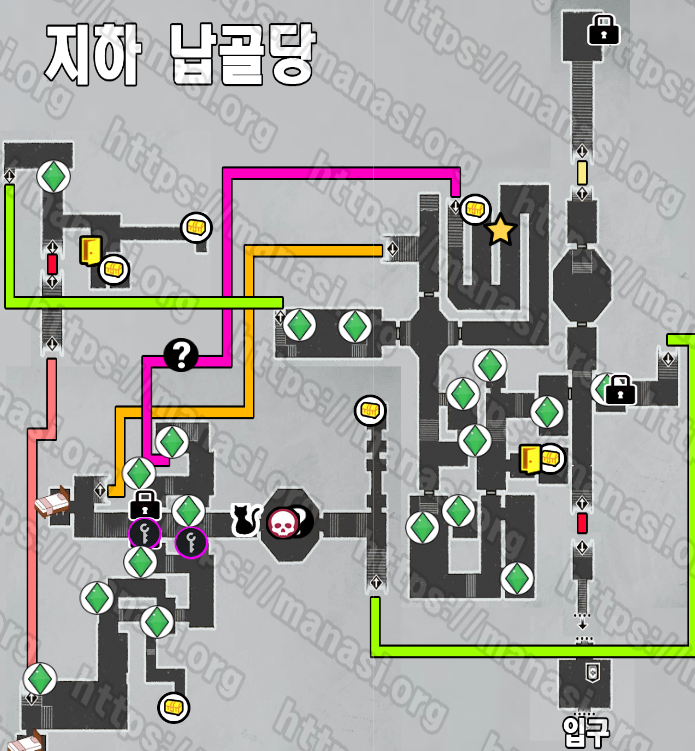메타포 : 리판타지오 – 지하 납골당 지도 / 공략 및 수집품 공략