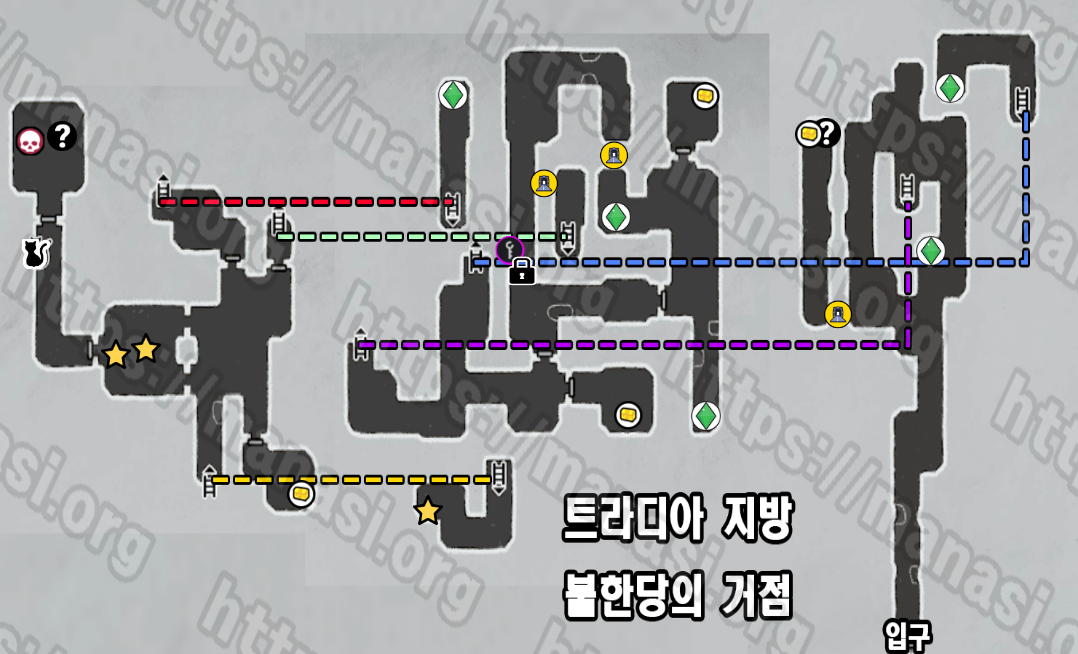 메타포 : 리판타지오 – 트라디아 지방 / 불한당의 거점 지도 / 공략 및 수집품 공략