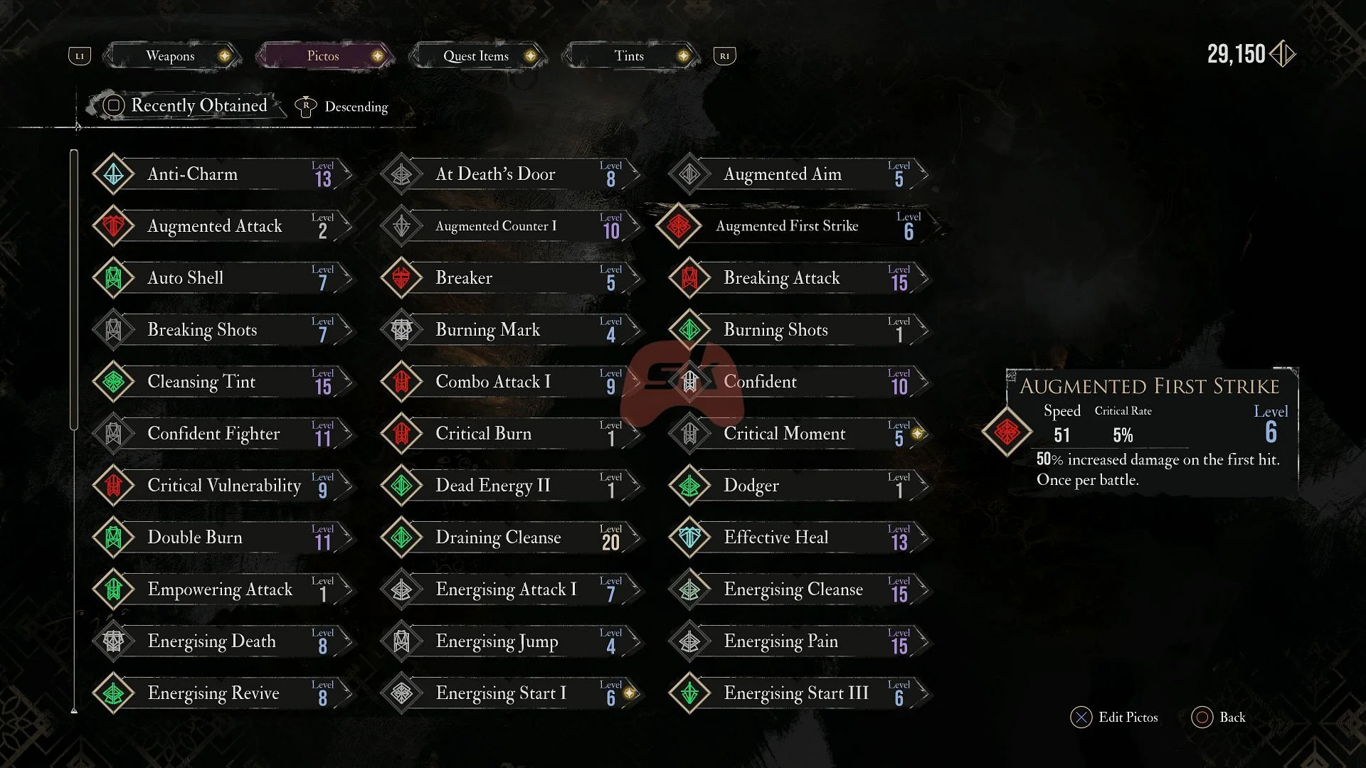 클레르 옵스퀴르 : 33원정대 / 공격 픽토스 (모든 픽토스)